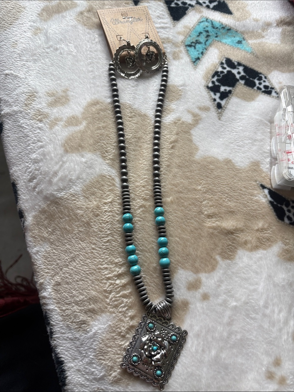 Wrangler Turquoise Beaded Statement Necklace with Pendant